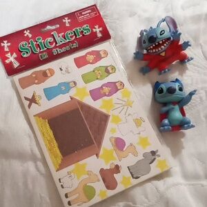 Bible stickers(12 sheets) & 2 Disney "Stitch" Figures